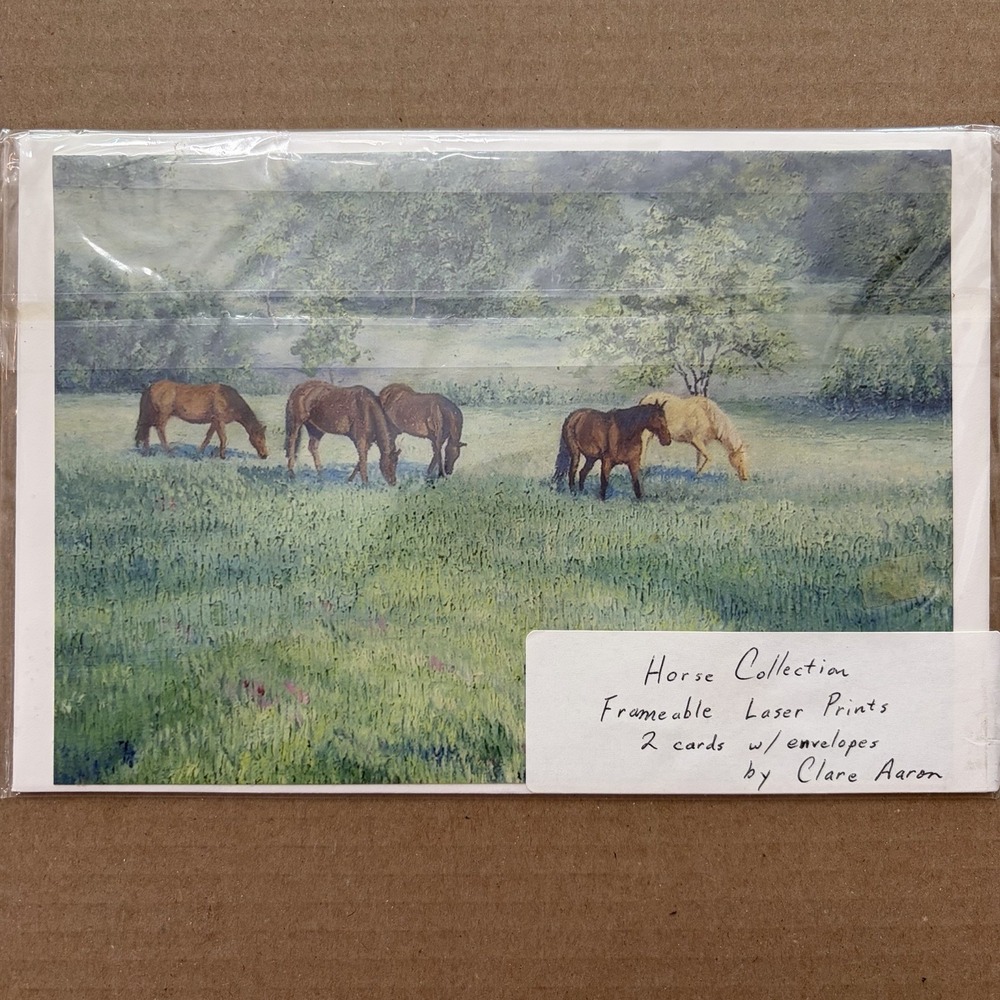 Vintage Clare Aaron Horse Collection Farmable Note Cards Set Of 2 W/envelopes